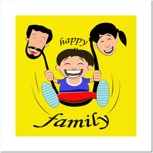 Parents Day happy family swing gift Dad Mom Son Posters and Art